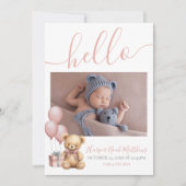 Fille Ours nouveau-né Naissance Photo Faire-part b (Devant)