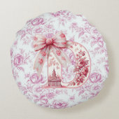 Fille papa's Light Rose Chinoiserie Coussin rond (Dos)