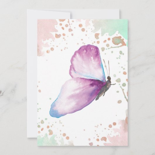 Fille papillon première invitation anniversaire (Dos)