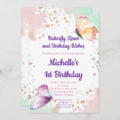 Fille papillon première invitation anniversaire (Devant / Derrière)