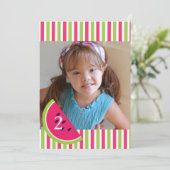 Fille pastèque Invitation Anniversaire Vert rose (Debout devant)