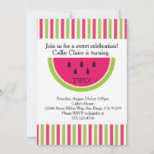 Fille pastèque Invitation Anniversaire Vert rose (Dos)