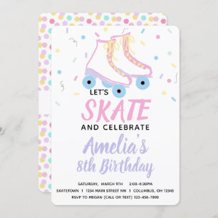 Fille Patinage Invitation de fête d'anniversaire