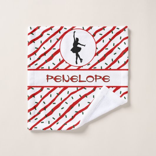 Fille Patinage sur glace Sprinkel Personnalisé (Gant de toilette)