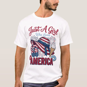 Fille patriotique America Eté T-Shirt vintage Desi