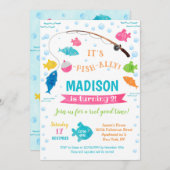 Fille Pêche Invitations Anniversaire 2e 3e 4e (Devant / Derrière)