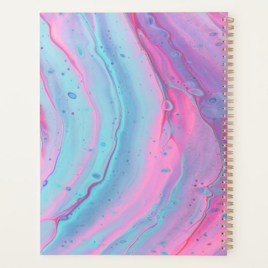 Fille Personnalisée Pink and Blue Swirls Planner (Dos)