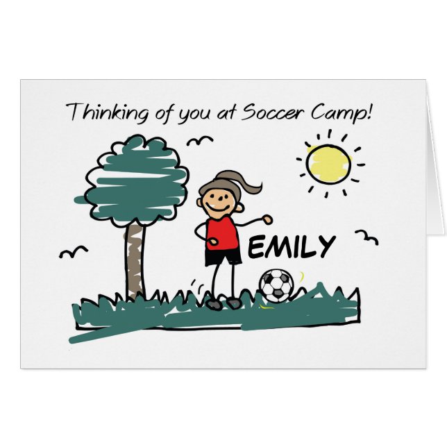 Fille Personnaliser Nom Soccer Camp Stick Figure T (Devant horizontal)