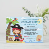 Fille Pirate Fête Invitations Anniversaire (Debout devant)