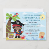 Fille Pirate Fête Invitations Anniversaire (Devant)