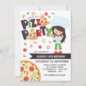 Fille Pizza Fête Invitation Anniversaire (Devant)