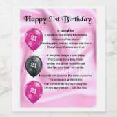 Fille Poem Vin Étiquette - 21e anniversaire (Étiquettes simples)