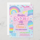 Fille popit invitation fête d'anniversaire. POPIT. (Devant / Derrière)