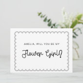 Fille porte-fleurs à carte minimale avec bordure f (Debout devant)