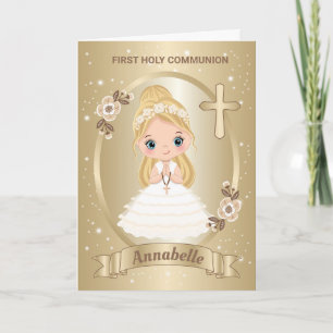 FILLE PREMIÈRE COMMUNION SAINTE CARTE DE SAINTE
