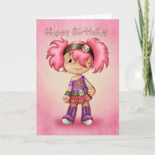 Fille punk moderne de carte d'anniversaire -