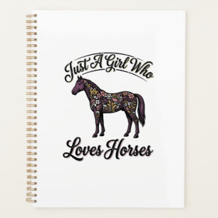 Fille qui aime les chevaux Design floral vintage d