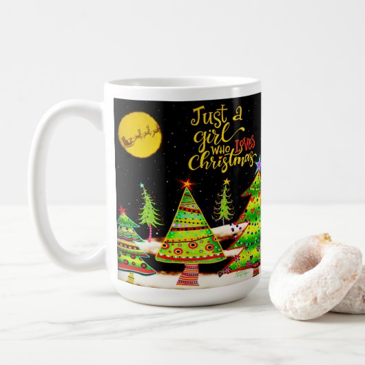 Fille qui aime Noël Inspirivity Café Mug (Avec donut)