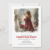Fille rétro attend les invitations de Noël numériq (Devant)
