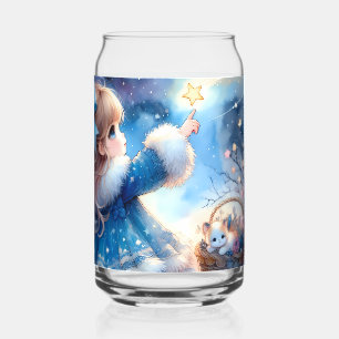 Fille rêveuse contemplant les étoiles à l'aquarell