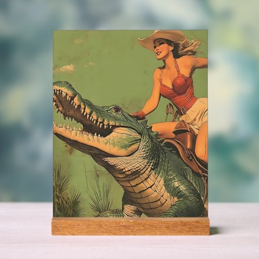 fille Riding Alligator (Neutre)