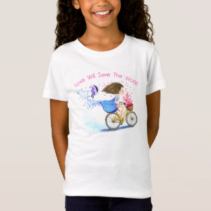 Fille romantique avec T-Shirt de vélo - Votre text