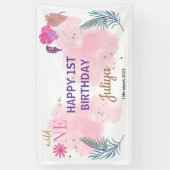 fille rose 1er anniversaire Bannière (Vertical)