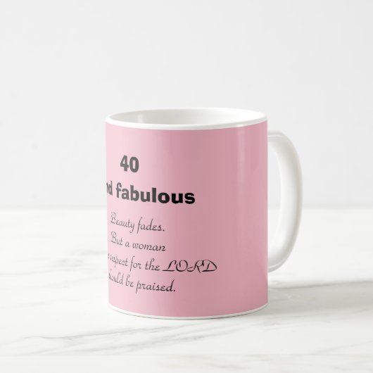 Fille rose 40e anniversaire Script Coffee Mug (Devant droit)