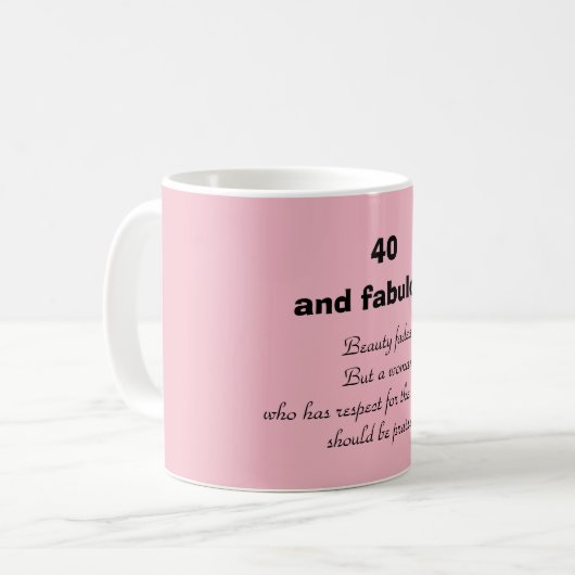 Fille rose 40e anniversaire Script Coffee Mug (Devant gauche)