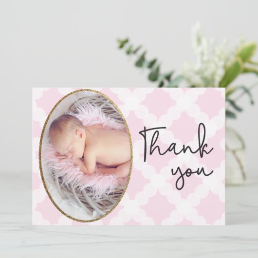 Fille rose Bébé Photo Merci Script naissance (Debout devant)