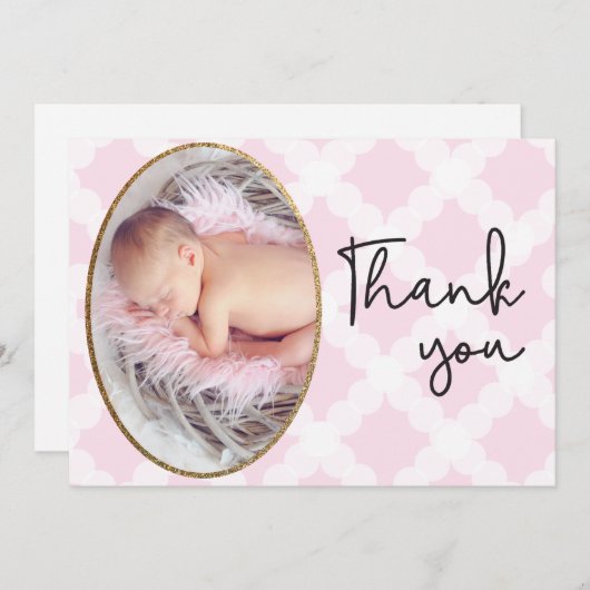 Fille rose Bébé Photo Merci Script naissance (Devant / Derrière)