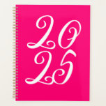 Fille rose chaud magenta personnalisé script migno<br><div class="desc">Fille fuchsia rose fuchsia magenta et blanc script personnalisé année typographie mignon élégant Planner. Texte de script blanc entièrement personnalisable,  arrière - plan uni rose chaud. Vous pouvez le personnaliser avec vos initiales,  monogramme,  année,  etc ou simplement supprimer le texte,  et laisser le rose vif couleur uni.</div>