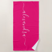 Fille rose chaud nom de la serviette de plage (Devant)