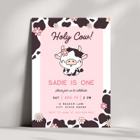 Fille rose de la vache Sainte Invitation d'anniver