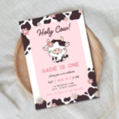 Fille rose de la vache Sainte Invitation d'anniver