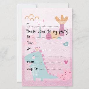 Fille Rose Dino Fête d'anniversaire Feuille de pap