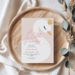 Fille rose élégante photo belle cygne enfants i<br><div class="desc">Un petit invitation photo d'anniversaire de princesse. Gamme d'invitation de photos d'anniversaire pour enfants de cygne rose girly élégant. Un superbe design rose et aqua. Design de nénuphars et de coussins de nénuphars.</div>