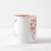 Fille rose et corail Roses nom Monogram Mug (Centre)