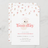 Fille rose Fantôme Halloween Invitation Anniversai (Devant / Derrière)