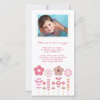 Fille rose Fille Anniversaire Carte photo Modèle