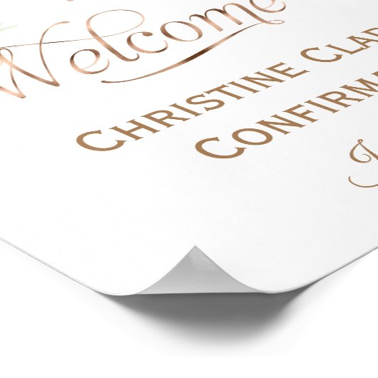 Fille, Rose, Floral, Affiche de bienvenue de confi (Coin)