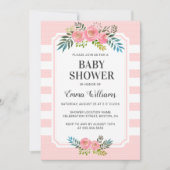 Fille rose Floral Baby Shower Invitations (Devant)
