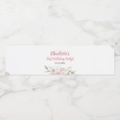 Fille rose Floral fête d'anniversaire Étiquette bo (Étiquettes simples)