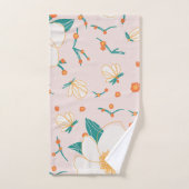 Fille rose mignon motif botanique transparent (Serviette à main)