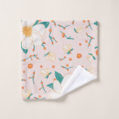 Fille rose mignon motif botanique transparent (Gant de toilette)