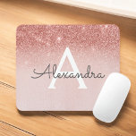 Fille Rose or - Pink Sparkle Parties scintillant M<br><div class="desc">Girly Blush Pink - Rose Gold Sparkle Parties scintillant Monogramme Nom Glam Mousepad. Ce Mousepad peut être customisé pour inclure votre prénom.</div>
