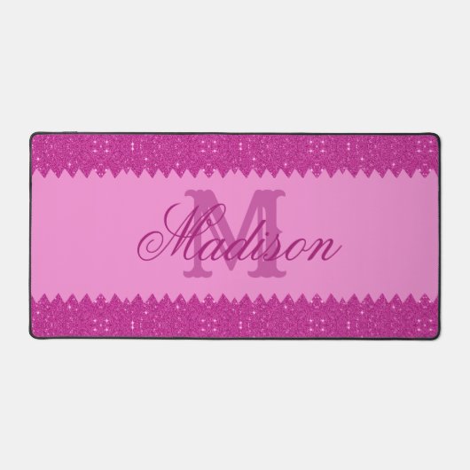 Fille rose parties scintillant zigzag, monogramme (Recto)