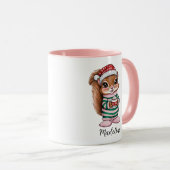 Fille rose personnalisé Écureuil de Noël Mug (Devant droit)