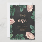 Fille Rose premier anniversaire Invitation tableau (Devant)