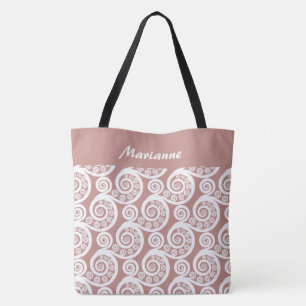 Fille Rose rose Abstrait Feuilles Nom Sac fourre-t